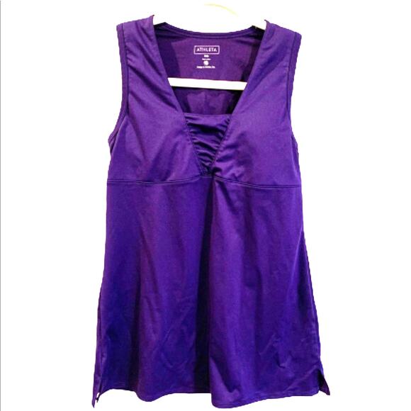 Athleta Womens purple tank with rouching and built-in bra small - Picture 1 of 9